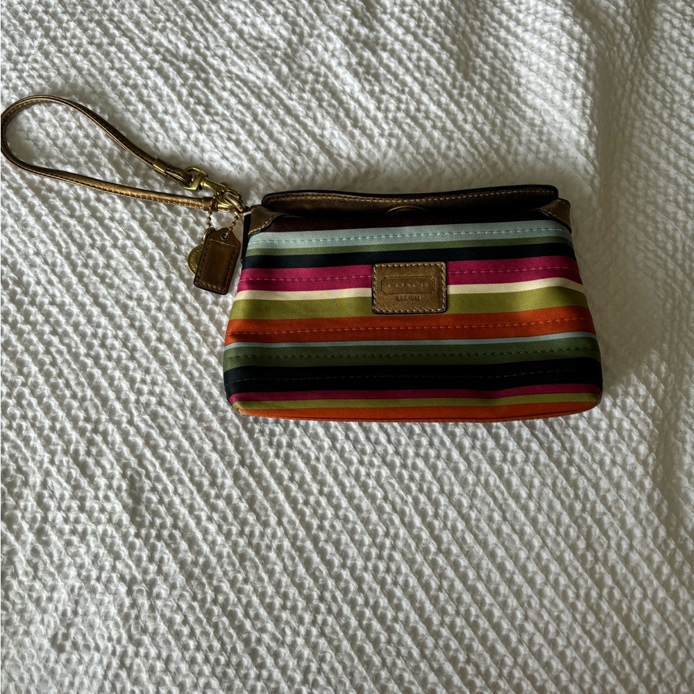 Coach Multicolor Striped Wristlet